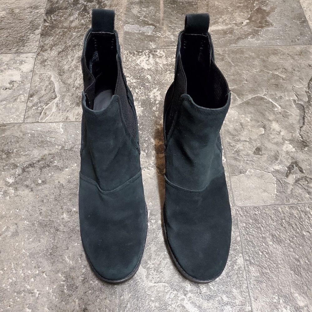 Ugg Hazel Waterproof Block Heel Black Suede Leather Chelsea Ankle Boots Bootie‎ - Picture 3 of 10